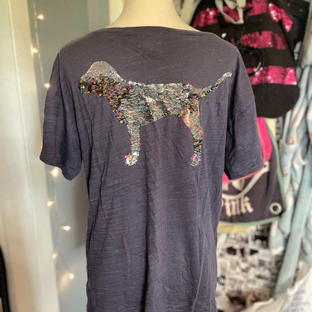 Vintage y2k PINK Victoria’s Secret sequin pink dog shirt